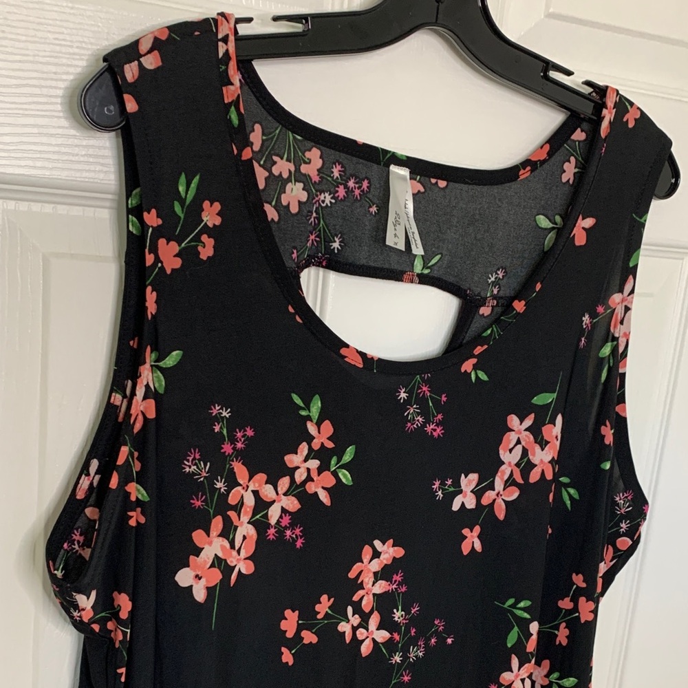 2X black floral dress